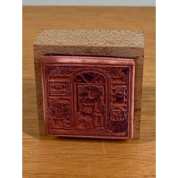 Delafield Stamp Company #E431 Wood Mounted Rubber Stamp Front Porch Door Cat - Picture 4 of 7